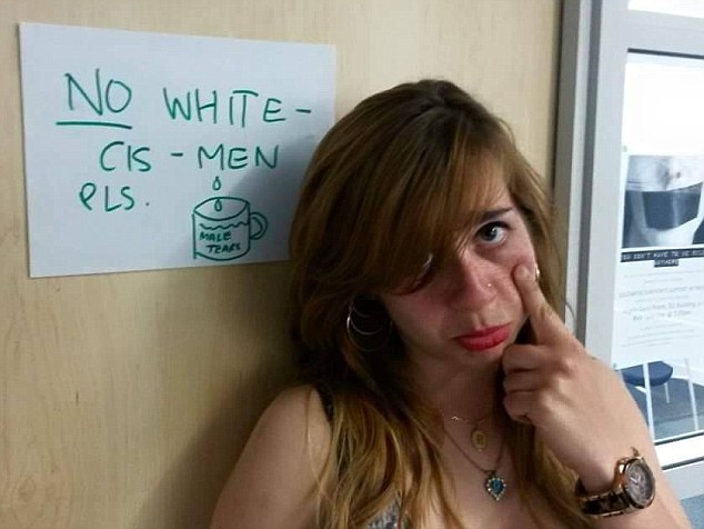 diversityofficer-who-banned-whites-from-antiracism-event-cry-fake-tears-at-no-white-men-sign